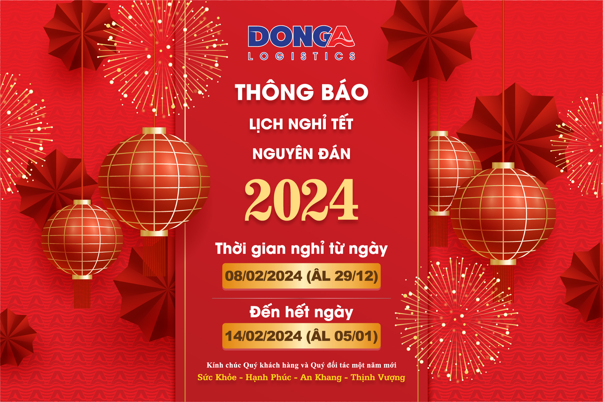 Thông báo lịch nghỉ Tết Nguyên Đán 2024