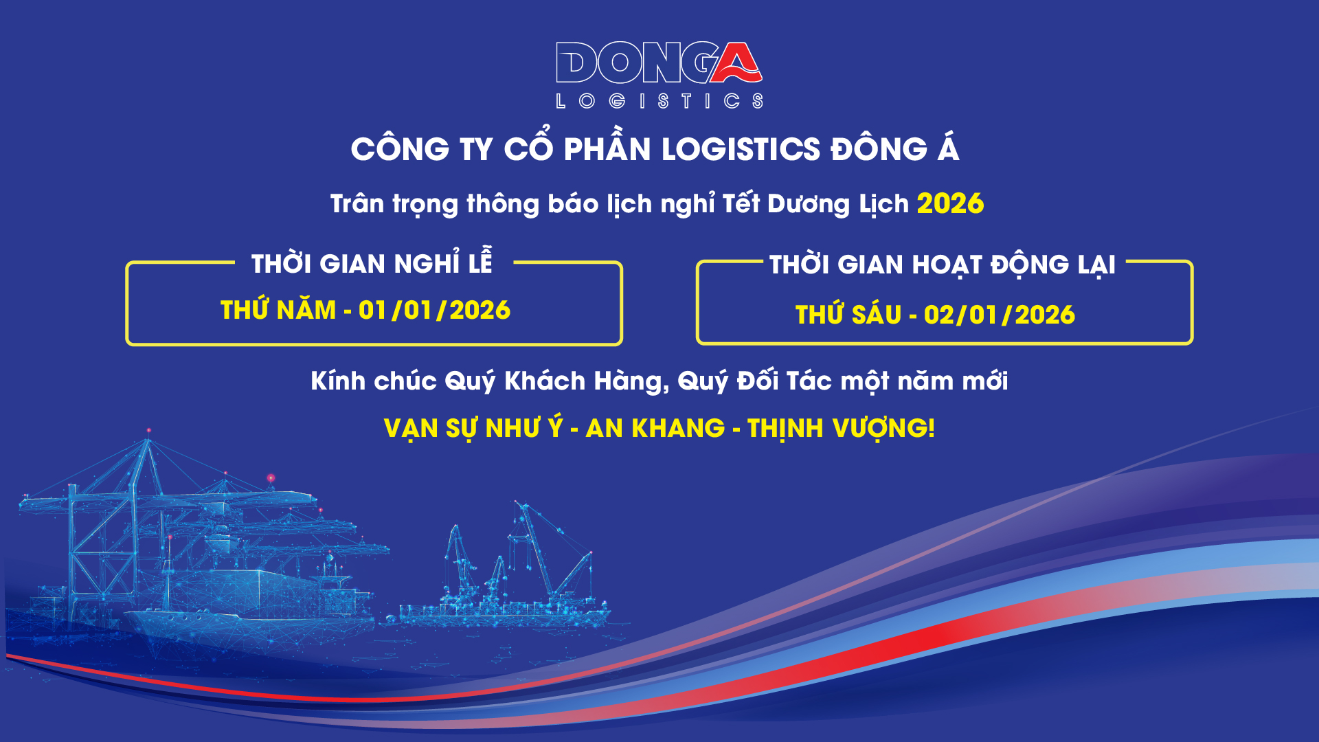Thông báo lịch nghỉ Tết Dương Lịch 2026